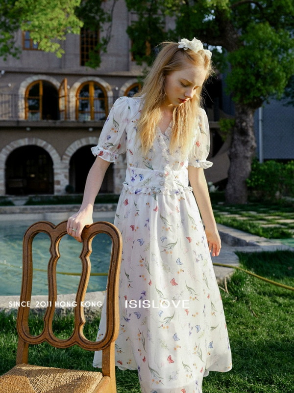 Whimsical Pearl of the Butterfly Garden Dress