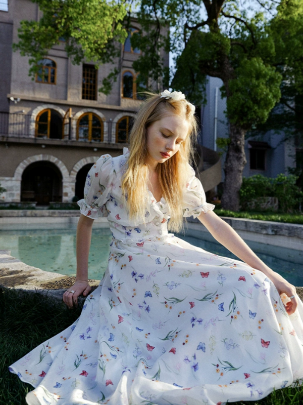 Whimsical Pearl of the Butterfly Garden Dress