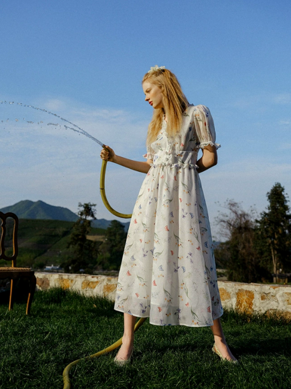 Whimsical Pearl of the Butterfly Garden Dress