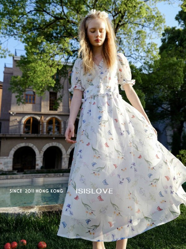 Whimsical Pearl of the Butterfly Garden Dress