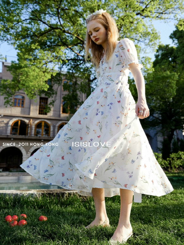 Whimsical Pearl of the Butterfly Garden Dress