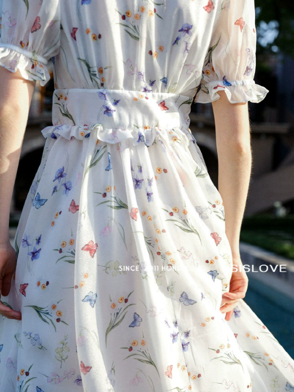 Whimsical Pearl of the Butterfly Garden Dress