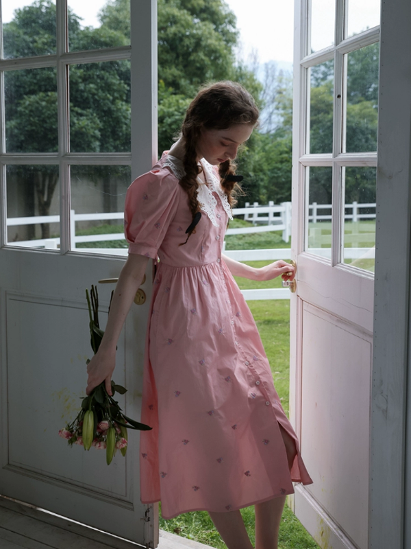 Floral Symphony in Pink Dress