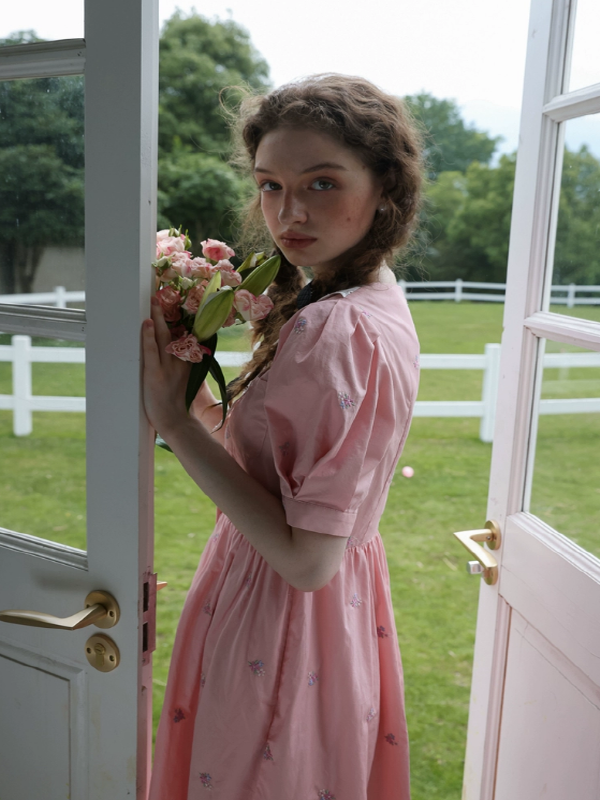 Floral Symphony in Pink Dress