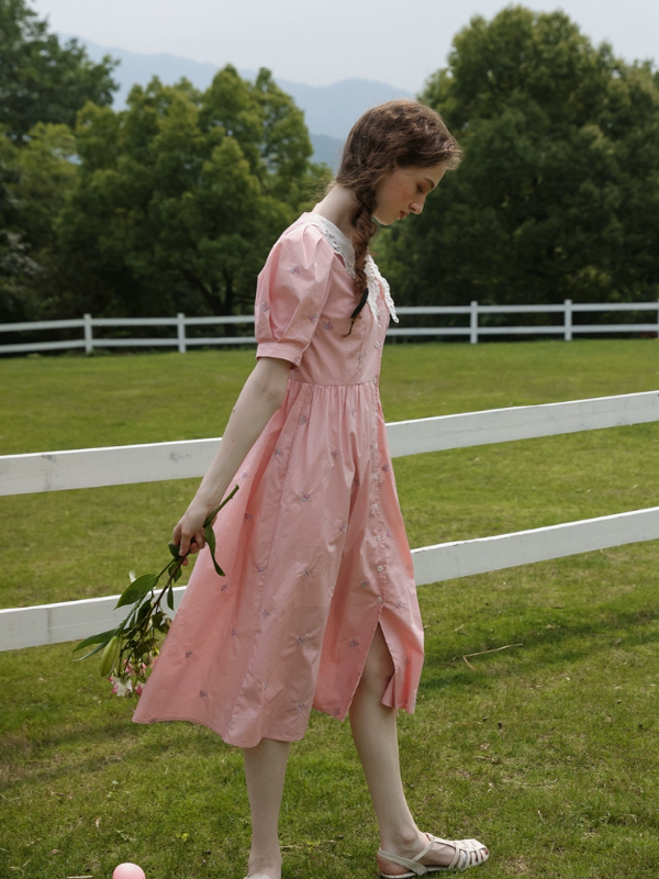 Floral Symphony in Pink Dress