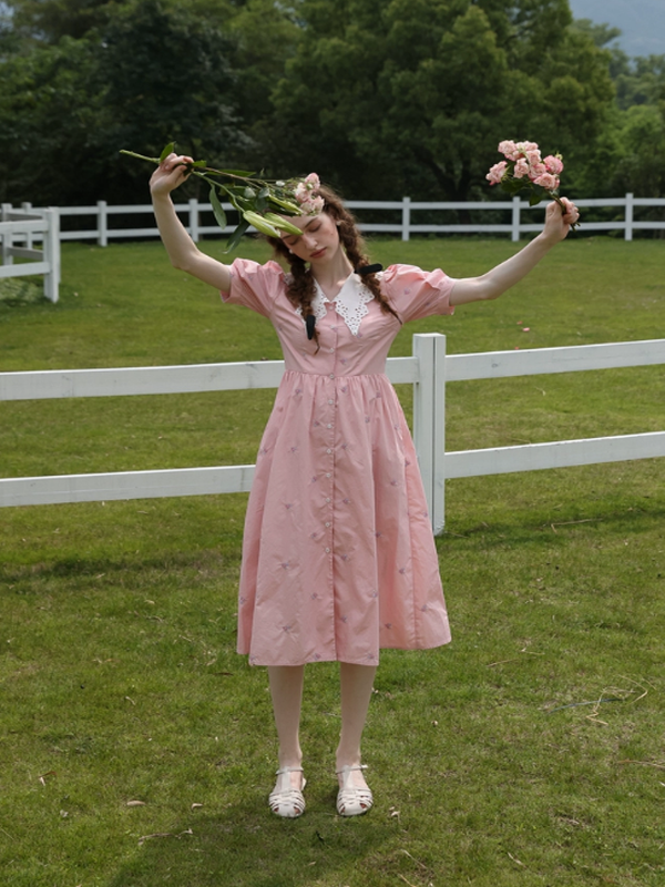 Floral Symphony in Pink Dress