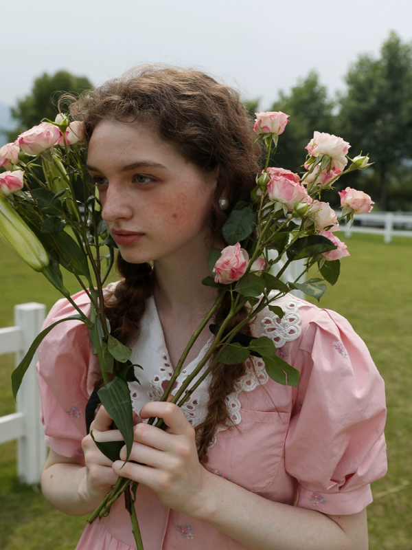 Floral Symphony in Pink Dress