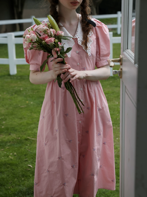 Floral Symphony in Pink Dress