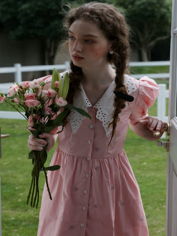 Floral Symphony in Pink Dress