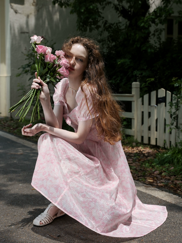 Rosy Whisper Elegance Dress