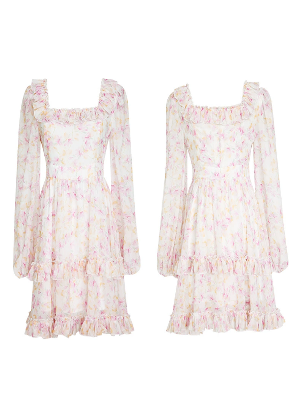 Floral Chiffon Waltz Dress