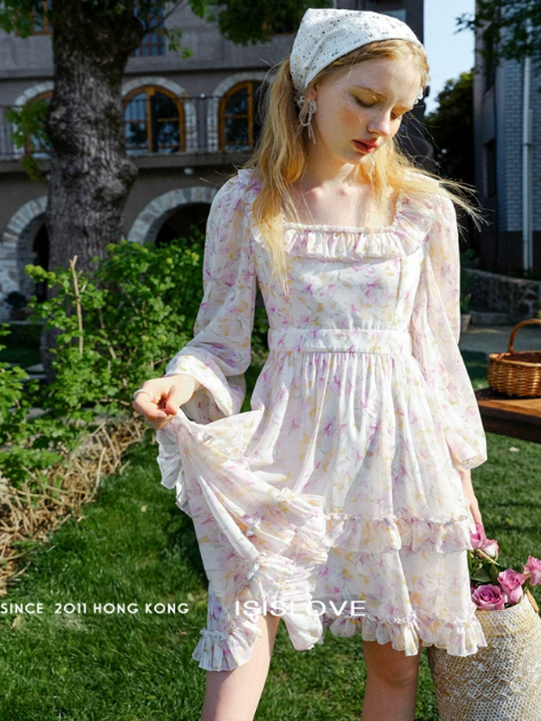 Floral Chiffon Waltz Dress