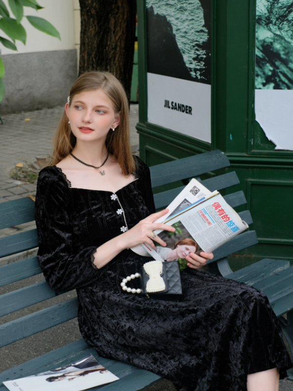 Velvet Night Blossom Dress