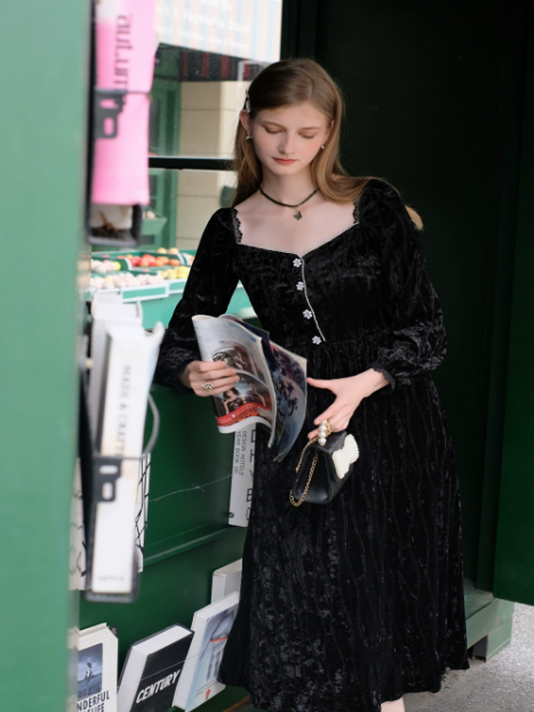 Velvet Night Blossom Dress