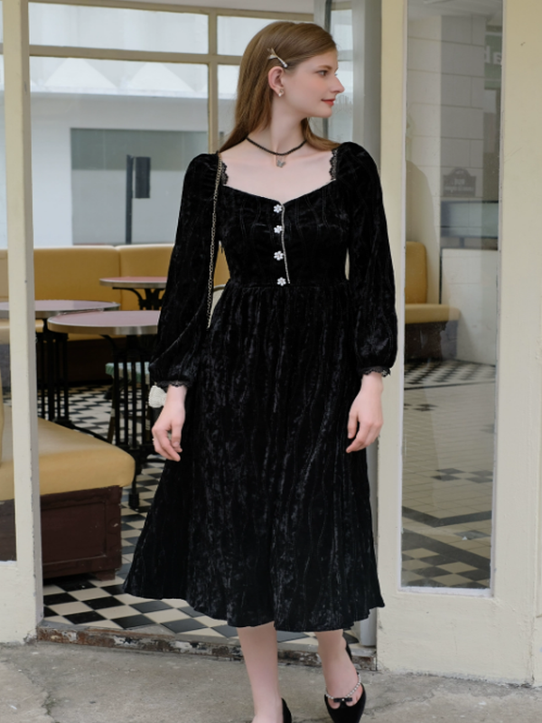 Velvet Night Blossom Dress