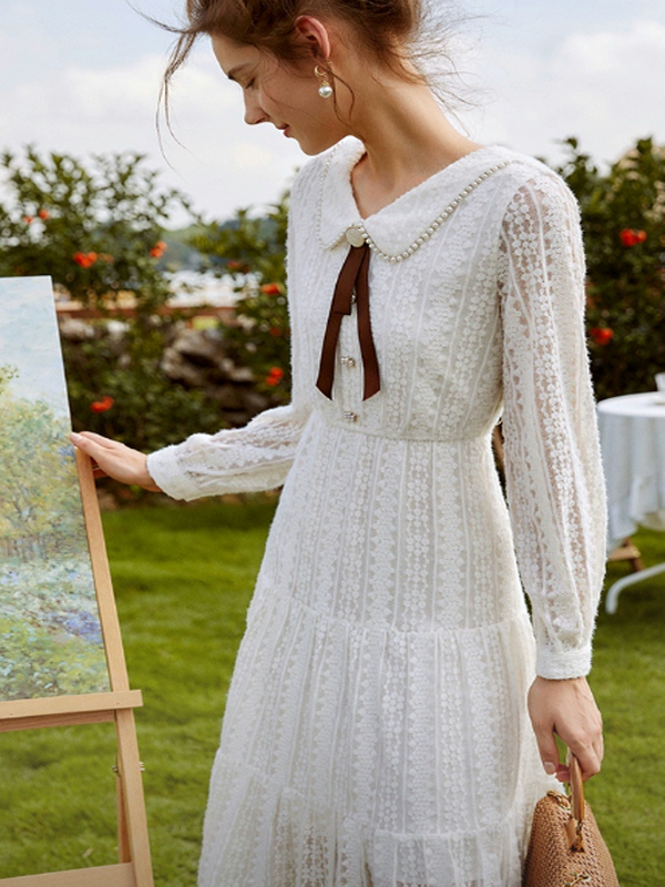 Lace Enchantment in White Dress