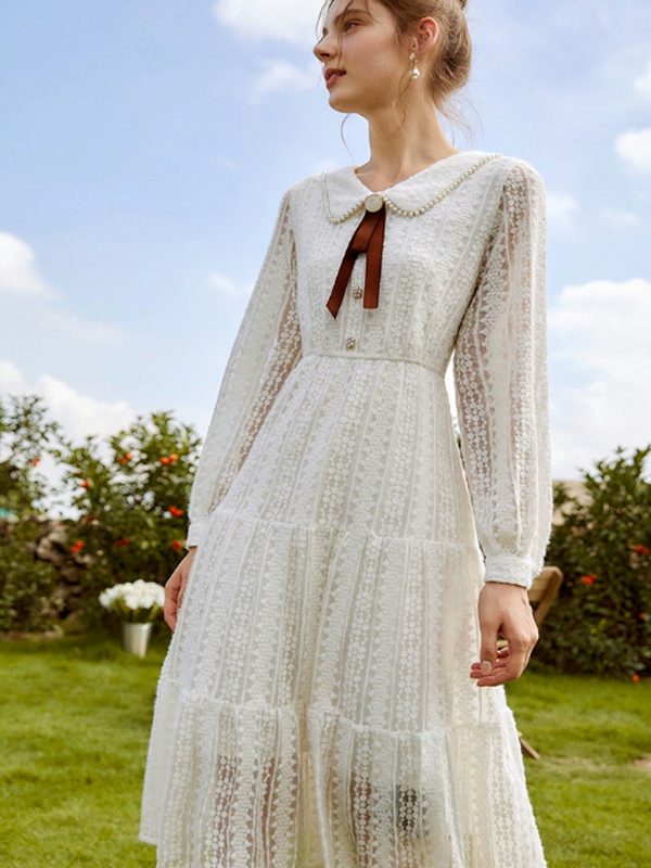 Lace Enchantment in White Dress