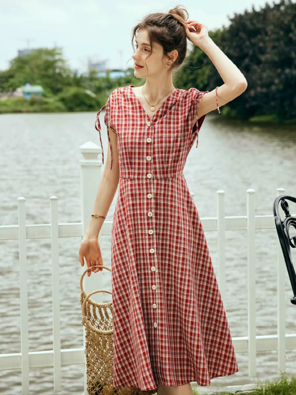 Vintage Checkered Charm Dress