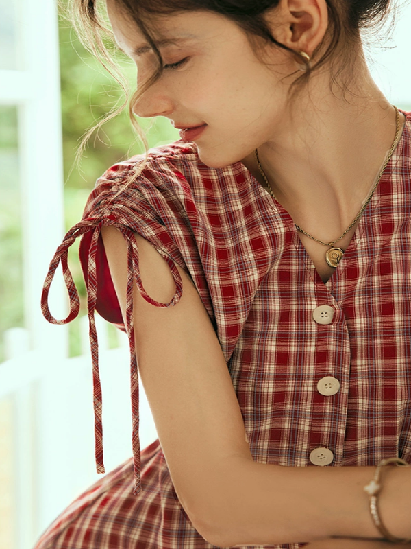 Vintage Checkered Charm Dress