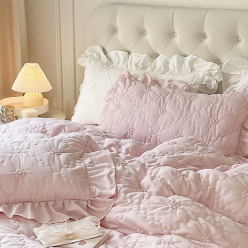 Pink Cozy Quilting Duvet Cover Set