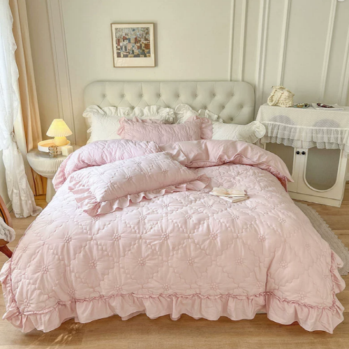 Pink Cozy Quilting Duvet Cover Set