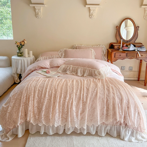 Pink Lace Frill Princess Bedding Set