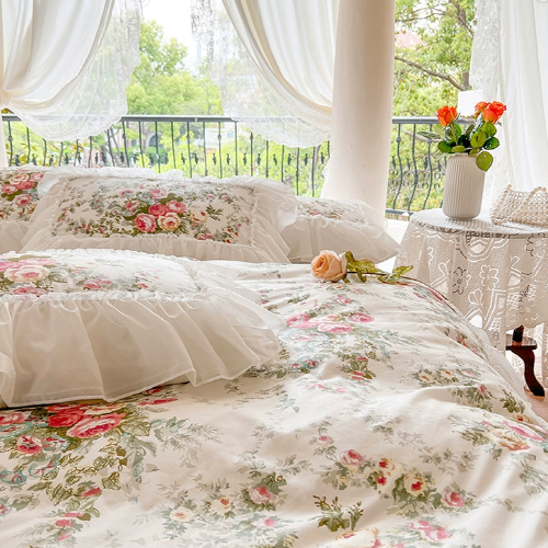 Enchanted Rose Garden Frill Bedding Set