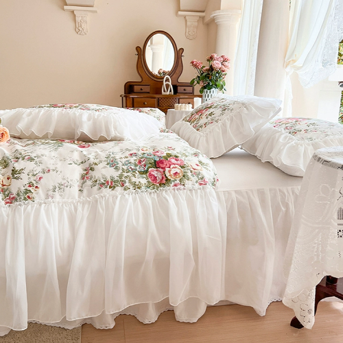 Enchanted Rose Garden Frill Bedding Set