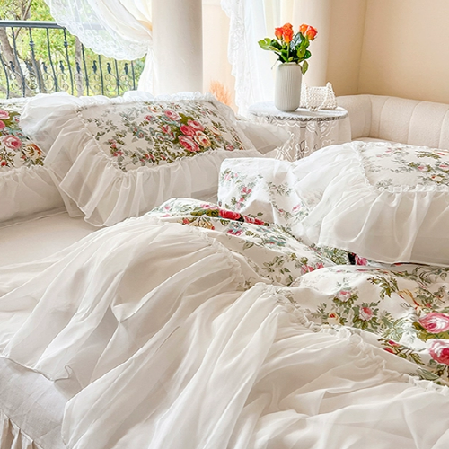 Enchanted Rose Garden Frill Bedding Set