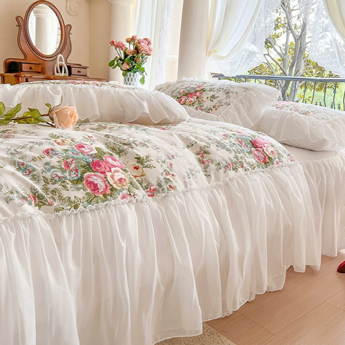 Enchanted Rose Garden Frill Bedding Set