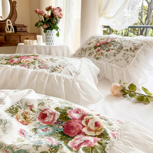 Enchanted Rose Garden Frill Bedding Set