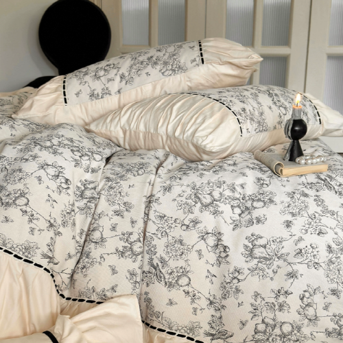 French Vintage Floral Cream Bedding Set