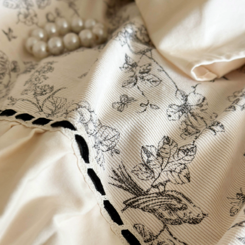 French Vintage Floral Cream Bedding Set