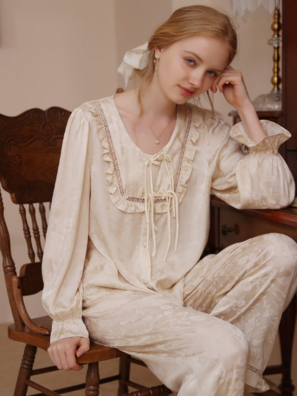 Beige Blossom Elegance Nightgown