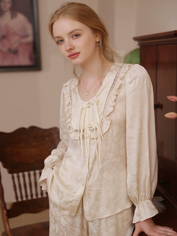 Beige Blossom Elegance Nightgown