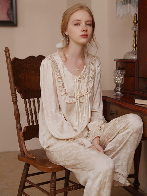 Beige Blossom Elegance Nightgown