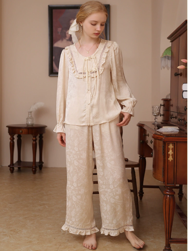 Beige Blossom Elegance Nightgown