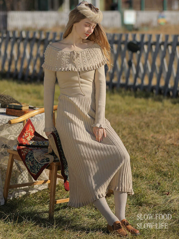 Beige Serenity of Knit Dress