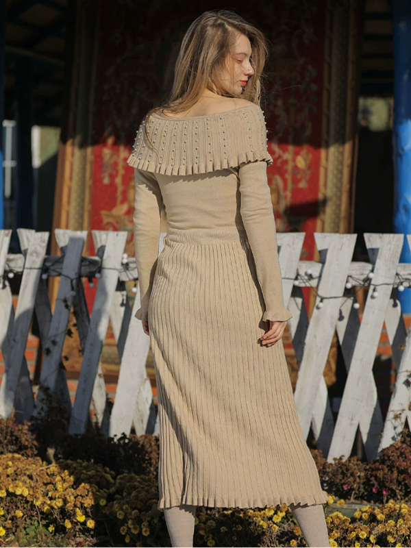 Beige Serenity of Knit Dress