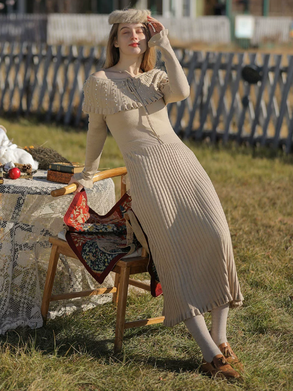 Beige Serenity of Knit Dress