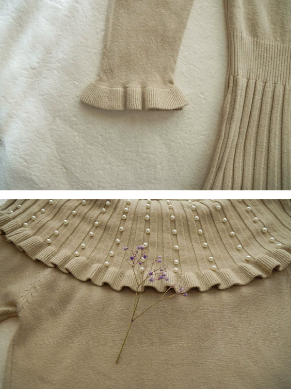 Beige Serenity of Knit Dress