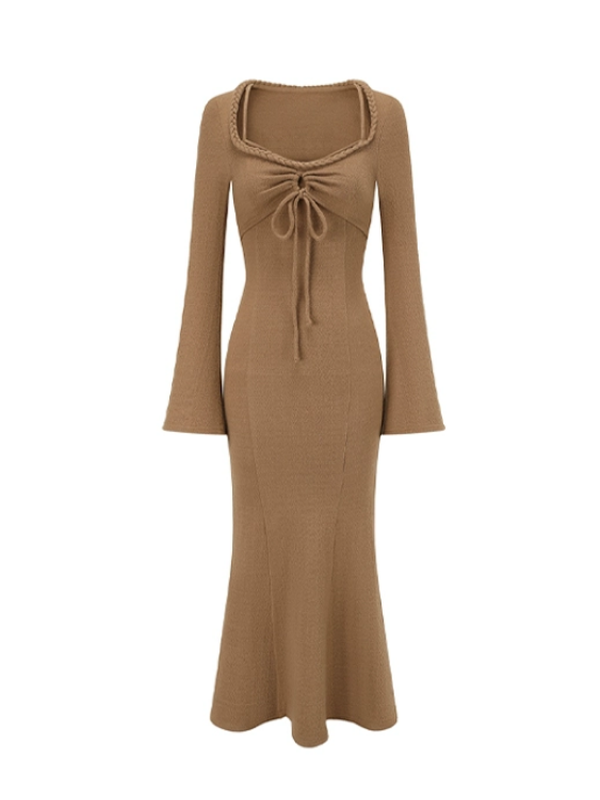 Classic Grace Brown Cable Knit Dress