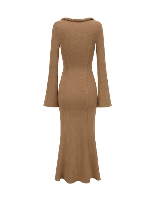 Classic Grace Brown Cable Knit Dress