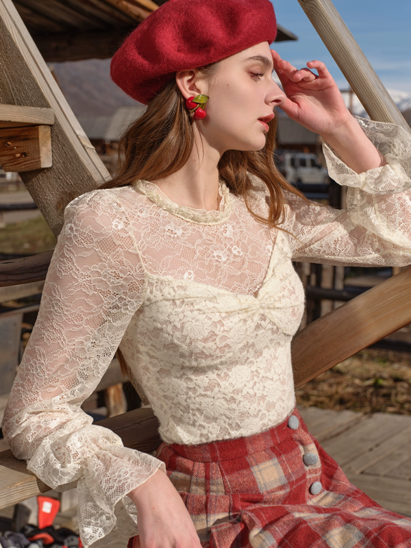 Vintage Floral Lace Long Blouse