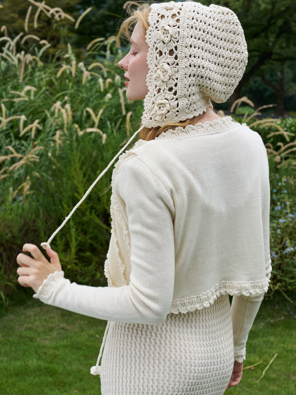 Ivory Ribboned Wool Cardigan