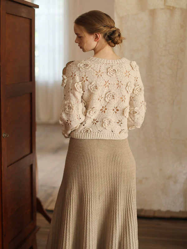 Blossom Charm Beige Wool Sweater