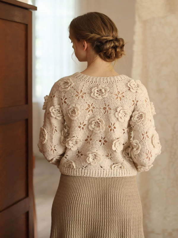 Blossom Charm Beige Wool Sweater