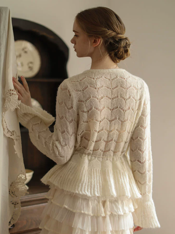 Ivory Blossom Ribbon Knit