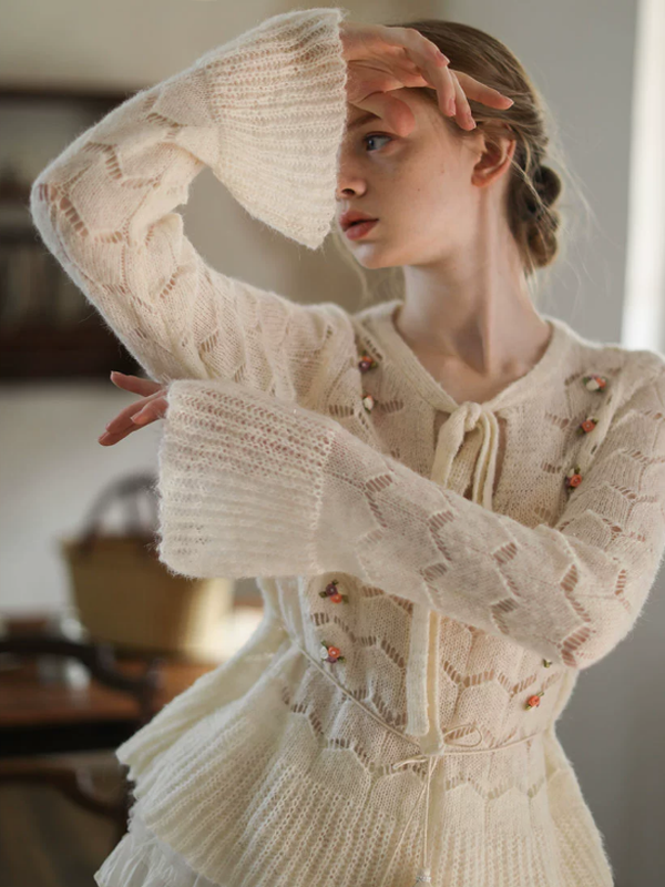 Ivory Blossom Ribbon Knit