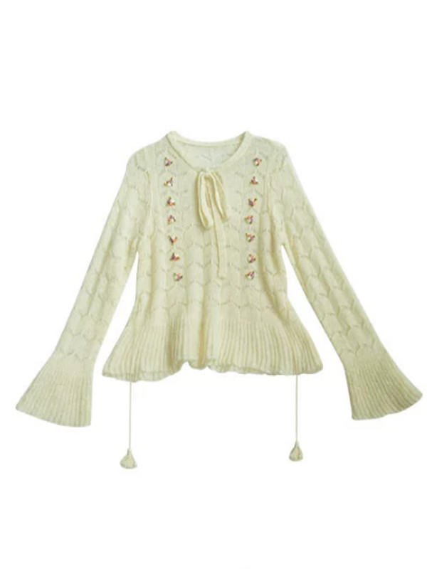 Ivory Blossom Ribbon Knit